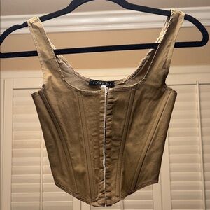 Trendy Tan Crop Corset Top